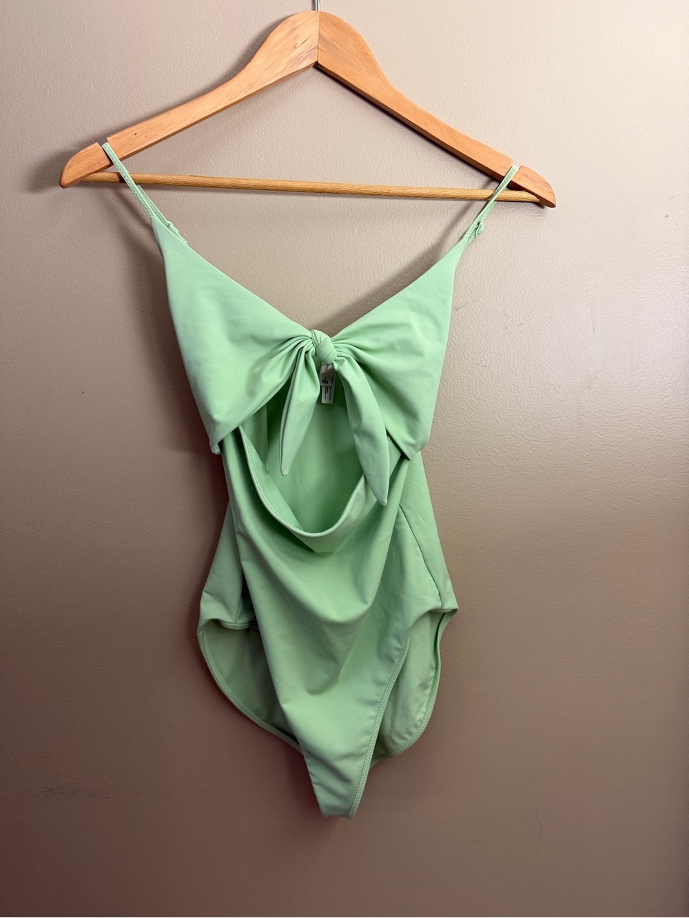Wilfred Aritzia Mint Green Tie Front Cutout One Piece Swimsuit S
